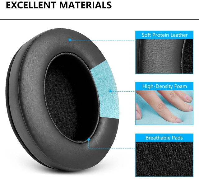 Alt view image 3 of 7 - Ear Pads Replacement for Audio Technica ATH M50/M50X/M50XBT/M40/M40X/M40XFS/M30/M30X/M35/M20X/MSR7/ Monitor Headphones, Earpads Cushions with Noise Isolation Memory Foam (Protein Leather)