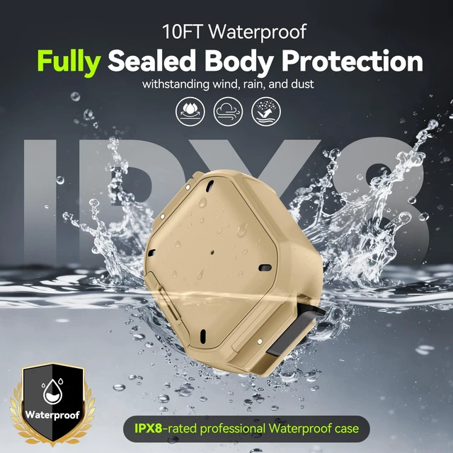 Alt view image 2 of 7 - for AirPods Pro 3 Case IP68 Waterproof with Safety Lock & Phone Stand, Rugged Tough Hard Shell Case for AirPods Pro 3rd Gen 2025 Cover with Cleaner & Keychain for Men Women, Poweful Drop Protection