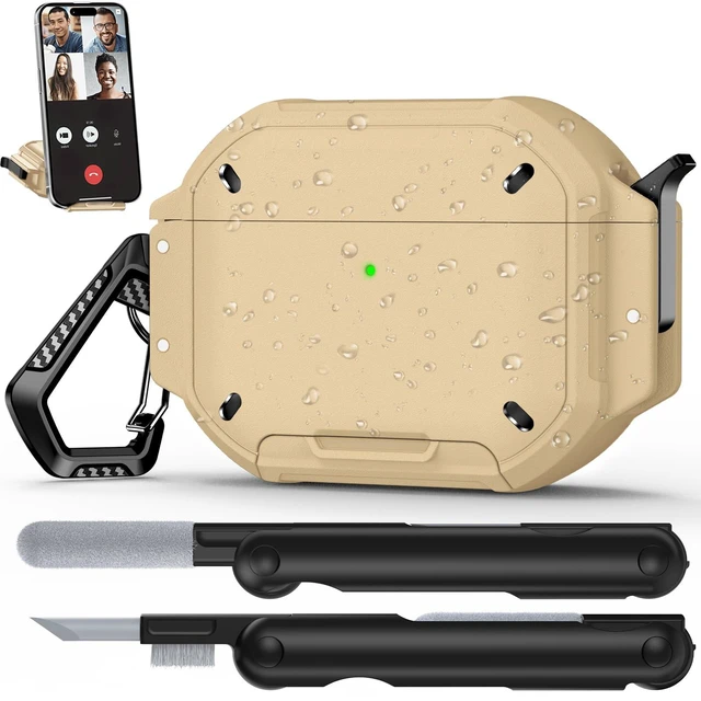 Main image of for AirPods Pro 3 Case IP68 Waterproof with Safety Lock & Phone Stand, Rugged Tough Hard Shell Case for AirPods Pro 3rd Gen 2025 Cover with Cleaner & Keychain for Men Women, Poweful Drop Protection
