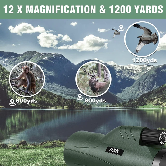 Alt view image 5 of 7 - 12x56 High Power Monocular Telescope for Adults with Tripod Bag Lightweight Monoculars for Smartphone with BAK4 Prism & FMC Lens, Suitable for Bird Watching Camping - Green