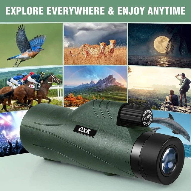 Alt view image 7 of 7 - 12x56 High Power Monocular Telescope for Adults with Tripod Bag Lightweight Monoculars for Smartphone with BAK4 Prism & FMC Lens, Suitable for Bird Watching Camping - Green