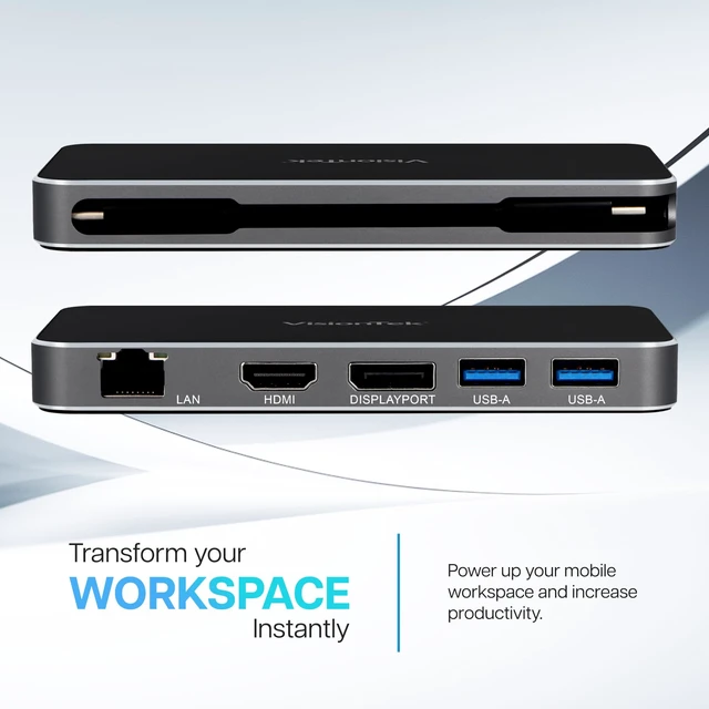 Alt view image 4 of 7 - VT350 Portable USB-C Dual Monitor Hub - 1x DP, 1x HDMI, 2X USB-A, 1x Ethernet, 1x USB-C for Windows/MacOS/ChromeOS/iOS