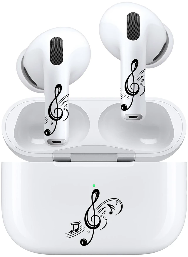 Main image of for AirPods Sticker Skin Set, Earbud + Charging Case Wrap Decals with Applicator & Spare, Fits AirPods 5/4/3/2/1 & Pro/Pro 2/Pro 3, No Interference Musical Notes Treble Clef