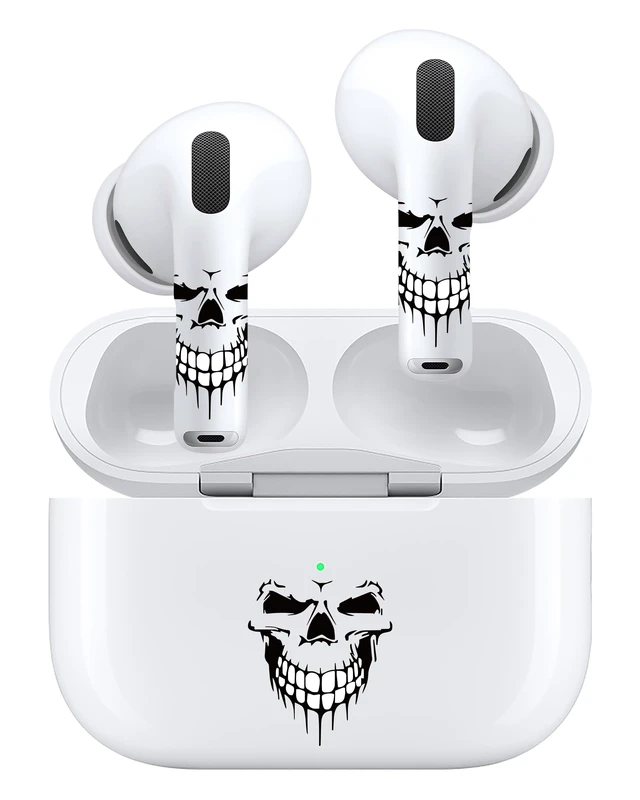 Main image of for AirPods Sticker Skin Set, Earbud + Charging Case Wrap Decals, Applicator Included + Spare, Fits AirPods 5/4/3/2/1 & Pro/Pro 2/Pro 3 Dripping Skull