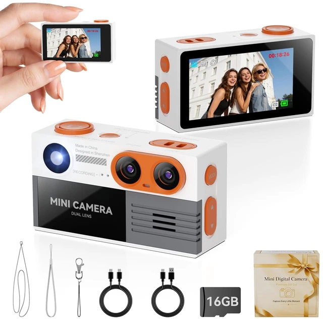 Main image of Vintage Mini Keychain Camera: 2K Dual Lens Digital Camera with 16GB Card,Vintage Keychain Video Camera, 1.97" HD LCD Display, 600mAh Battery Portable Y2K Retro Small Cameras with Elegant Gift Box