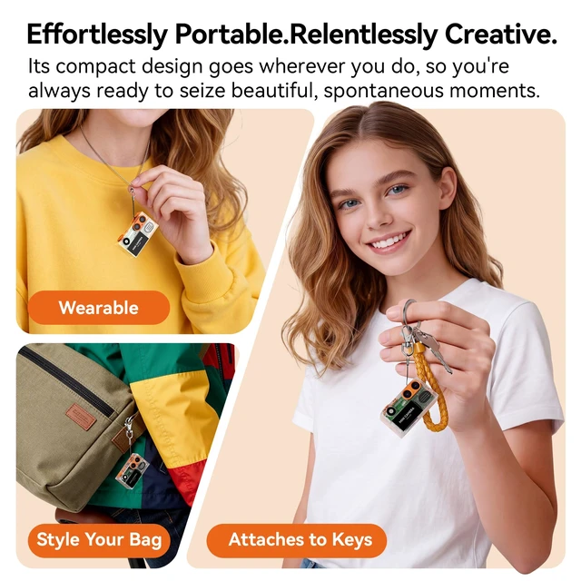 Alt view image 7 of 7 - Vintage Mini Keychain Camera: 2K Dual Lens Digital Camera with 16GB Card,Vintage Keychain Video Camera, 1.97" HD LCD Display, 600mAh Battery Portable Y2K Retro Small Cameras with Elegant Gift Box