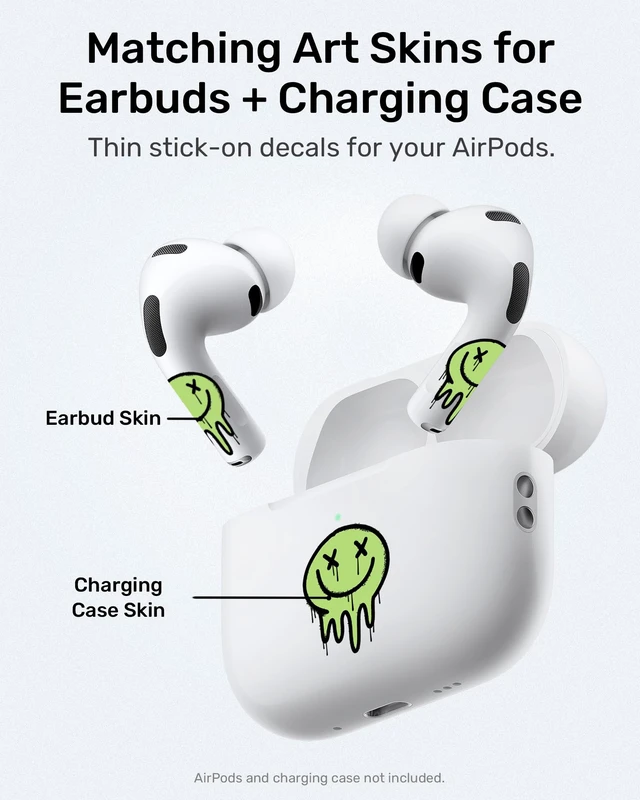 Alt view image 3 of 7 - for Glow in the Dark AirPods Skin Set, Earbud + Charging Case Stickers with Applicator & Spare, Universal Fit for AirPods 5/4/3/2/1 & Pro/Pro 2/Pro 3, Sweat-Resistant, Removable