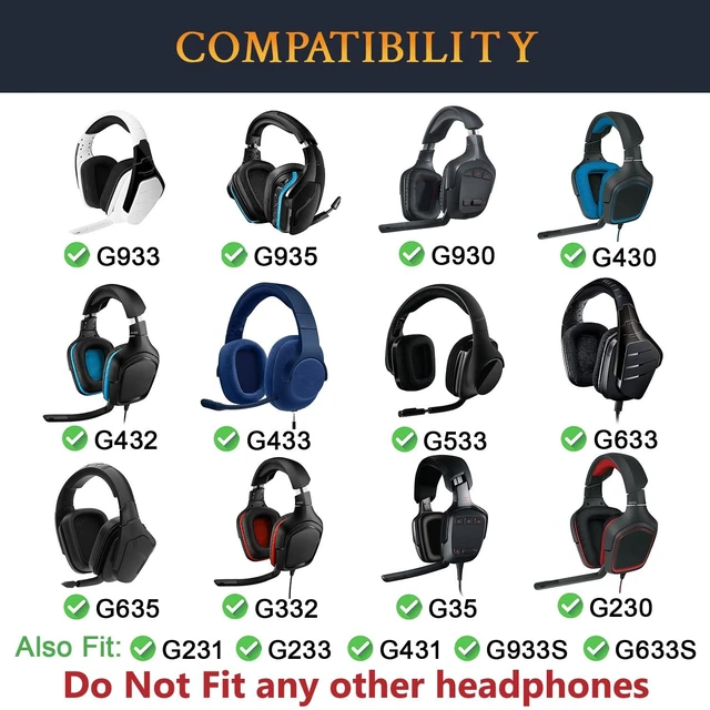 Alt view image 2 of 5 - Earpads for Logitech G35/G930/G933/G935/G633/G635/G533/G430/G431/G432/G433/G332/G230/G231/G233 Gaming Headset, Replacement Ear Pads Cushions with Protein Leather - Blue