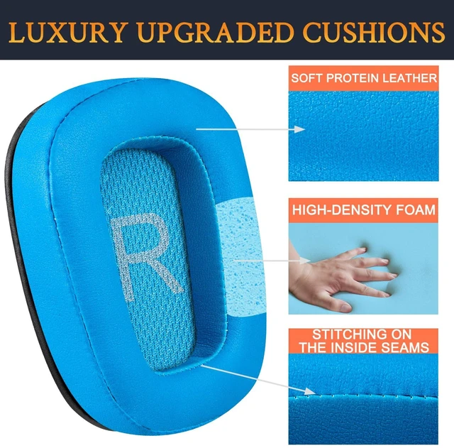 Alt view image 3 of 5 - Earpads for Logitech G35/G930/G933/G935/G633/G635/G533/G430/G431/G432/G433/G332/G230/G231/G233 Gaming Headset, Replacement Ear Pads Cushions with Protein Leather - Blue