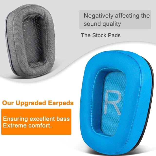 Alt view image 5 of 5 - Earpads for Logitech G35/G930/G933/G935/G633/G635/G533/G430/G431/G432/G433/G332/G230/G231/G233 Gaming Headset, Replacement Ear Pads Cushions with Protein Leather - Blue