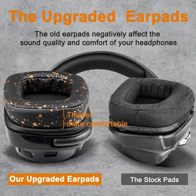Alt view image 5 of 7 - Earpads for Logitech G35/G930/G933/G935/G633/G635/G533/G430/G431/G432/G433/G332/G230/G231/G233 Gaming Headset, Replacement Ear Pads Cushions with Protein Leather - Black Gold