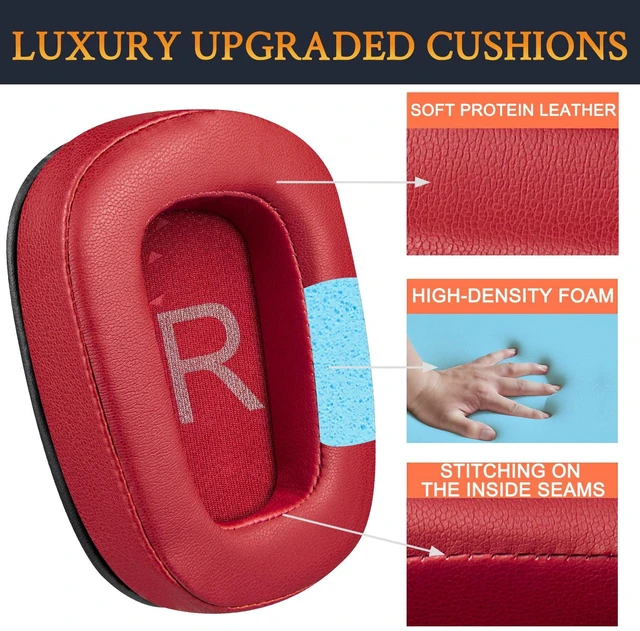 Alt view image 3 of 5 - Earpads for Logitech G35/G930/G933/G935/G633/G635/G533/G430/G431/G432/G433/G332/G230/G231/G233 Gaming Headset, Replacement Ear Pads Cushions with Protein Leather - Red