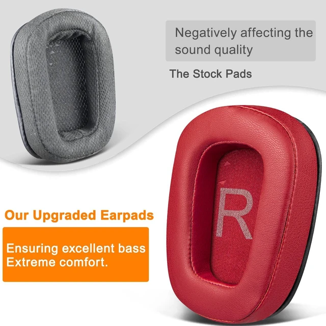 Alt view image 5 of 5 - Earpads for Logitech G35/G930/G933/G935/G633/G635/G533/G430/G431/G432/G433/G332/G230/G231/G233 Gaming Headset, Replacement Ear Pads Cushions with Protein Leather - Red