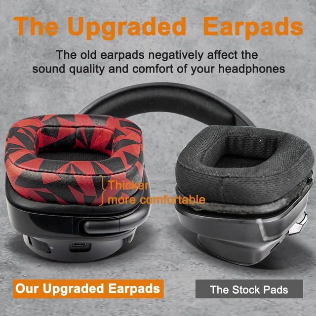 Alt view image 5 of 7 - Earpads for Logitech G35/G930/G933/G935/G633/G635/G533/G430/G431/G432/G433/G332/G230/G231/G233 Gaming Headset, Replacement Ear Pads Cushions with Protein Leather - Red Storm