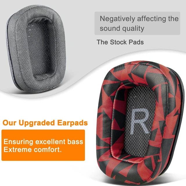 Alt view image 6 of 7 - Earpads for Logitech G35/G930/G933/G935/G633/G635/G533/G430/G431/G432/G433/G332/G230/G231/G233 Gaming Headset, Replacement Ear Pads Cushions with Protein Leather - Red Storm