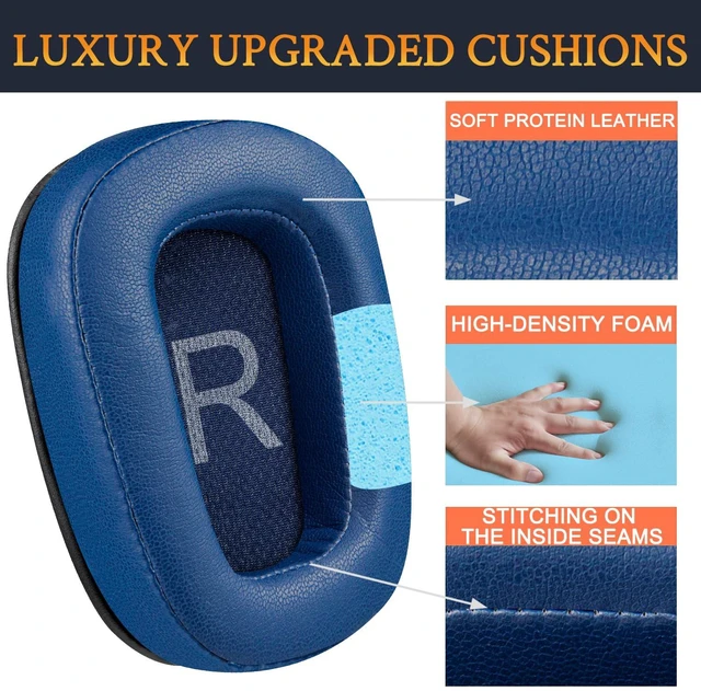 Alt view image 3 of 5 - Earpads for Logitech G35/G930/G933/G935/G633/G635/G533/G430/G431/G432/G433/G332/G230/G231/G233 Gaming Headset, Replacement Ear Pads Cushions with Protein Leather - Navy Blue