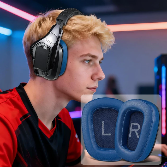 Alt view image 4 of 5 - Earpads for Logitech G35/G930/G933/G935/G633/G635/G533/G430/G431/G432/G433/G332/G230/G231/G233 Gaming Headset, Replacement Ear Pads Cushions with Protein Leather - Navy Blue