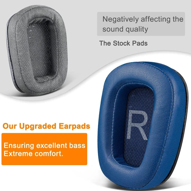 Alt view image 5 of 5 - Earpads for Logitech G35/G930/G933/G935/G633/G635/G533/G430/G431/G432/G433/G332/G230/G231/G233 Gaming Headset, Replacement Ear Pads Cushions with Protein Leather - Navy Blue