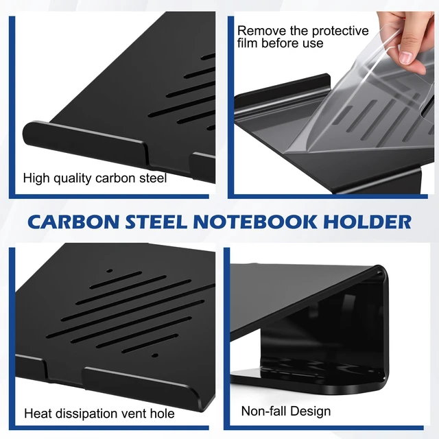 Alt view image 6 of 7 - Slim Acrylic Laptop Stand, Black, 11-17Inch Portable, Ventilated, Desktop Riser for Desk