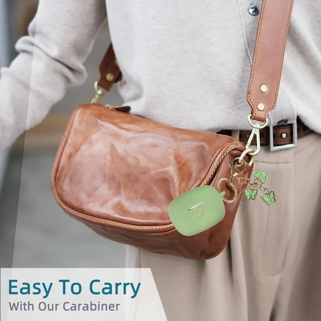 Alt view image 7 of 7 - Compatible with JBL Vibe 200TWS/JBL Vibe Beam Case Cover, Soft Silicone Case with Gold Heart Pattern for JBL Vibe Beam 2 (2025) Case with Cute Butterfly Keychain for Girls Women (Matcha Green)