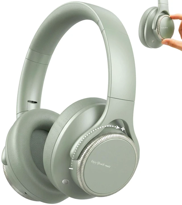 Main image of ANC Wireless Bluetooth Hybrid Active Noise Cancelling Headphones Green Over the Ear Earphones Sound Cancelling Headphone Headset with Noise Cancellation for Airplane Travel Gym Game Adults