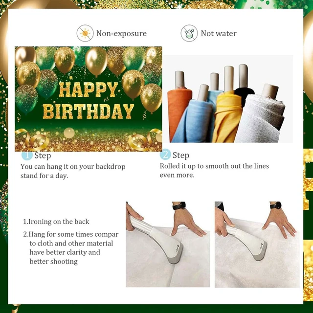 Alt view image 7 of 7 - Gold and Green Happy Birthday Backdrop Glitter Balloon Sequin Bokeh Birthday Photography Background for Women Men Kids Birthday Party Decoration Banner (Green, 94X70 inch (8x6FT))
