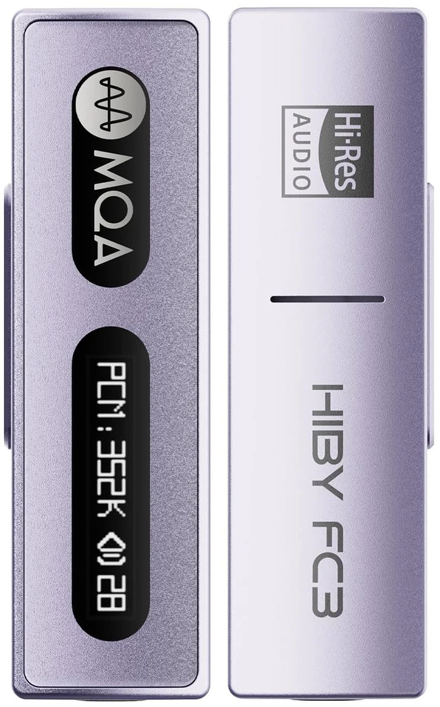 Main image of FC3 USB DAC with Display Hi-Res Audio 112mW Output Power Support PCM DSD MQA dongle for iPhone/MAC/Android/Windows(Purple)