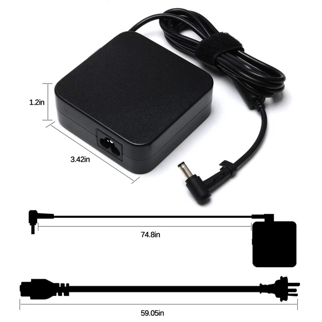 Alt view image 5 of 6 - 90W Adapter Power Cord for Asus Monitor Compatible with Rog Strix PG279Q PG279 PG279QZ XG27UQ PG259QN, TUF Gaming VG27AQ VG32VQR VG35VQ Vivo AiO V230I V230IC