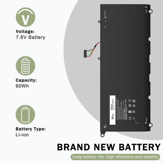 Alt view image 2 of 6 - 60Wh PW23Y Battery for Dell XPS 13 9360 Series, TP1GT RNP72 For P54G002 13-9360-D1605G D1605T D1609 D1609G D1705G, 60Wh High Capacity, Long Lasting, Durable