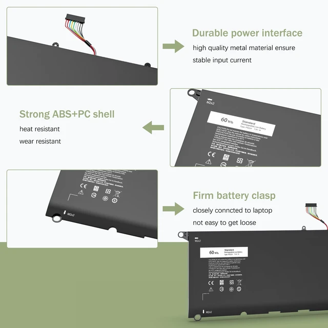 Alt view image 4 of 6 - 60Wh PW23Y Battery for Dell XPS 13 9360 Series, TP1GT RNP72 For P54G002 13-9360-D1605G D1605T D1609 D1609G D1705G, 60Wh High Capacity, Long Lasting, Durable