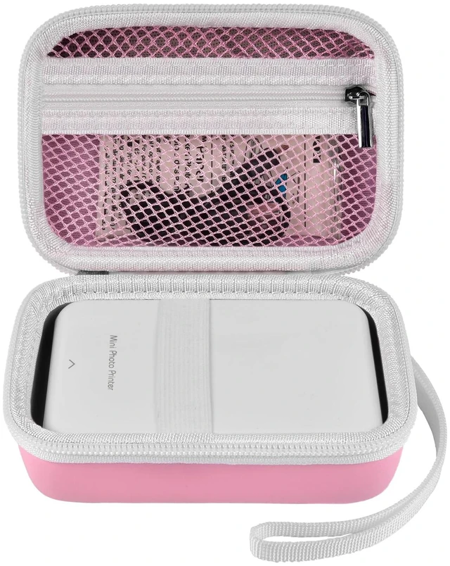 Main image of Case for Canon Ivy 2 / CLIQ+2/ CLIQ 2/ for KODAK Step Mini Photo Printer Hard-shell EVA case, Zippered Mesh Pocket Fits Photo Paper & Cable, Securing Straps, Detachable Handle, Case Only, Pink