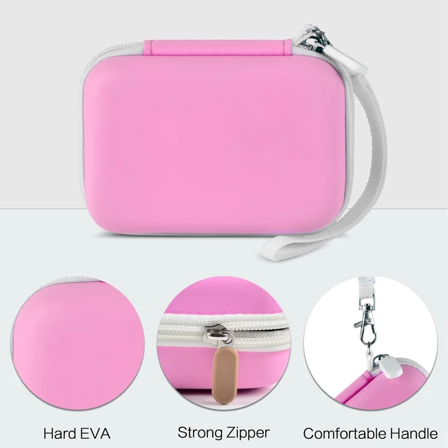 Alt view image 2 of 7 - Case for Canon Ivy 2 / CLIQ+2/ CLIQ 2/ for KODAK Step Mini Photo Printer Hard-shell EVA case, Zippered Mesh Pocket Fits Photo Paper & Cable, Securing Straps, Detachable Handle, Case Only, Pink