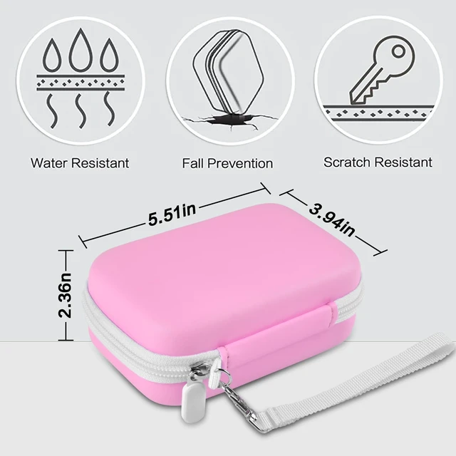 Alt view image 4 of 7 - Case for Canon Ivy 2 / CLIQ+2/ CLIQ 2/ for KODAK Step Mini Photo Printer Hard-shell EVA case, Zippered Mesh Pocket Fits Photo Paper & Cable, Securing Straps, Detachable Handle, Case Only, Pink