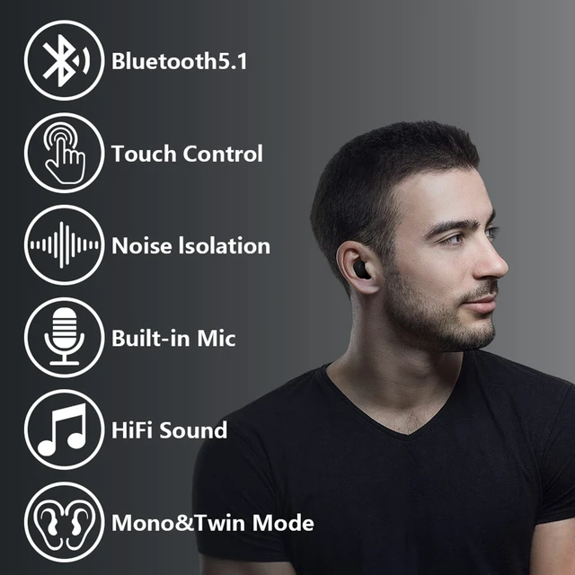 Alt view image 3 of 6 - Wireless Earbuds for Kids,Bluetooth Headphones for Small Ears Women Man Adults,25hrs Playtime Built in Mic Earphones Premium Deep Bass in Ear Headset for School Sport Gym (Black)