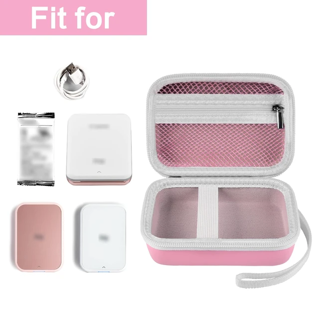 Alt view image 5 of 7 - Case for Canon Ivy 2 / CLIQ+2/ CLIQ 2/ for KODAK Step Mini Photo Printer Hard-shell EVA case, Zippered Mesh Pocket Fits Photo Paper & Cable, Securing Straps, Detachable Handle, Case Only, Pink