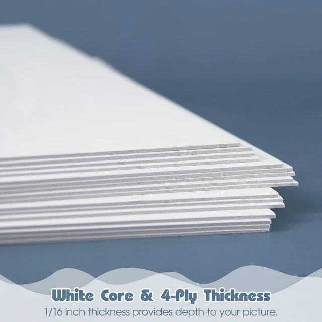 Alt view image 3 of 7 - Uncut Mat Board, 24 Pack 11x14 White Matboard for Framing 4-Ply Thick Cardboard Backing for Art Prints, Photos, Pictures, Artworks