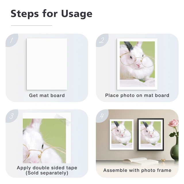 Alt view image 5 of 7 - Uncut Mat Board, 24 Pack 11x14 White Matboard for Framing 4-Ply Thick Cardboard Backing for Art Prints, Photos, Pictures, Artworks