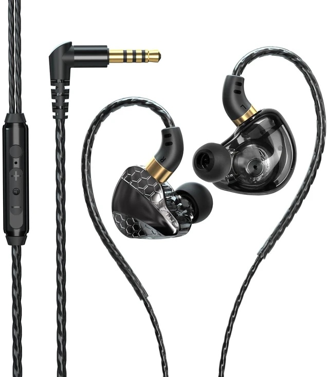 Main image of 3.5mm Fixed Cable IEM, HiFi Wired Earbuds with Mic, Gaming Earbuds,Black in-Ear Monitor, Graphene DiaphragmRich Bass, Warm Midrange, Crisp Treble, for Music Lovers and Gamers