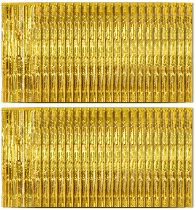 Main image of 40 Pack Gold Foil Curtain Backdrop Metallic Tinsel Foil Fringe Curtains Photo Booth Props for Birthday Party Decoration Christmas Holiday Halloween New Year Party Supply