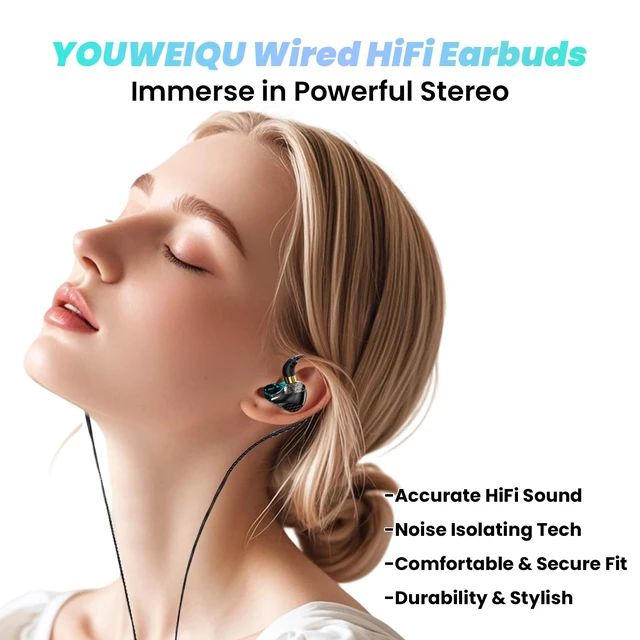 Alt view image 4 of 7 - 3.5mm Fixed Cable IEM, HiFi Wired Earbuds with Mic, Gaming Earbuds,Blue in-Ear Monitor, Graphene DiaphragmRich Bass, Warm Midrange, Crisp Treble, for Music Lovers and Gamers