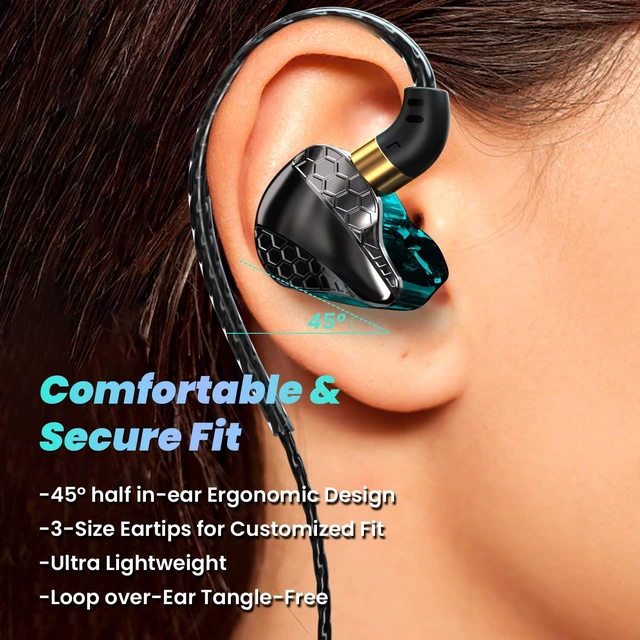 Alt view image 5 of 7 - 3.5mm Fixed Cable IEM, HiFi Wired Earbuds with Mic, Gaming Earbuds,Blue in-Ear Monitor, Graphene DiaphragmRich Bass, Warm Midrange, Crisp Treble, for Music Lovers and Gamers