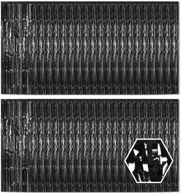 Main image of 40 Pack Black Foil Curtain Backdrop Metallic Tinsel Foil Fringe Curtains Photo Booth Props for Birthday Party Decoration Christmas Holiday Halloween New Year Party Supply