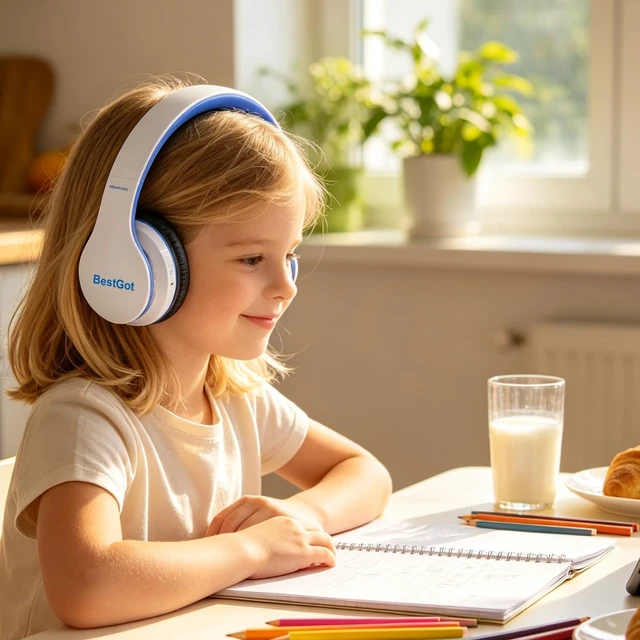 Alt view image 6 of 7 - Kids Headphones Bluetooth Wireless for Kids Limited 95dB 60-Hours W/Blue Children's Bluetooth headphones, perfect and comfortable