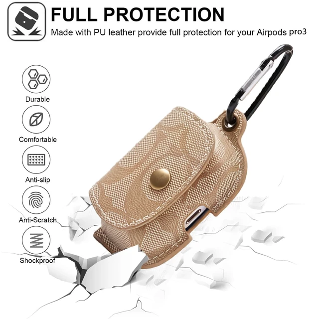 Alt view image 4 of 6 - for AirPods Pro 3 Case 2025, Compatible with AirPods Pro 3rd Generation Case, Full Body Shockproof Protective Cover for Women Men with Keychain, Khaki