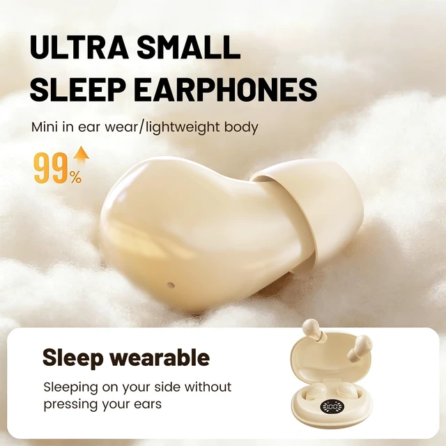 Alt view image 2 of 7 - Wireless Sleep Earbuds Bluetooth 6.0,Mini Invisible Sleep Earbuds for Side Sleepers,LED Display Portable Case Small Earphones for Sleep Work Sports (Khaki)