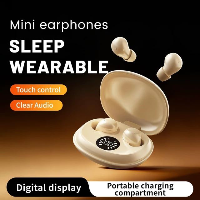 Alt view image 5 of 7 - Wireless Sleep Earbuds Bluetooth 6.0,Mini Invisible Sleep Earbuds for Side Sleepers,LED Display Portable Case Small Earphones for Sleep Work Sports (Khaki)