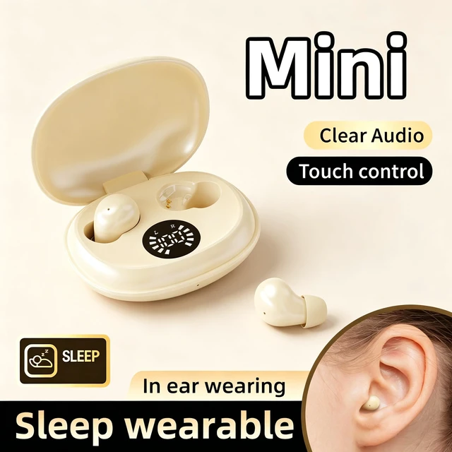 Alt view image 3 of 7 - Wireless Sleep Earbuds Bluetooth 6.0,Mini Invisible Sleep Earbuds for Side Sleepers,LED Display Portable Case Small Earphones for Sleep Work Sports (Khaki)