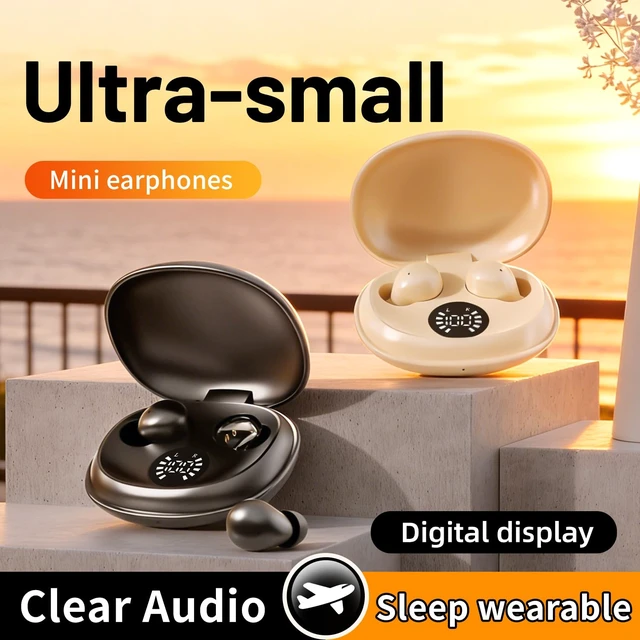 Alt view image 7 of 7 - Wireless Sleep Earbuds Bluetooth 6.0,Mini Invisible Sleep Earbuds for Side Sleepers,LED Display Portable Case Small Earphones for Sleep Work Sports (Khaki)