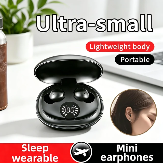 Alt view image 5 of 7 - Wireless Sleep Earbuds Bluetooth 6.0,Mini Invisible Sleep Earbuds for Side Sleepers,LED Display Portable Case Small Earphones for Sleep Work Sports(Black)