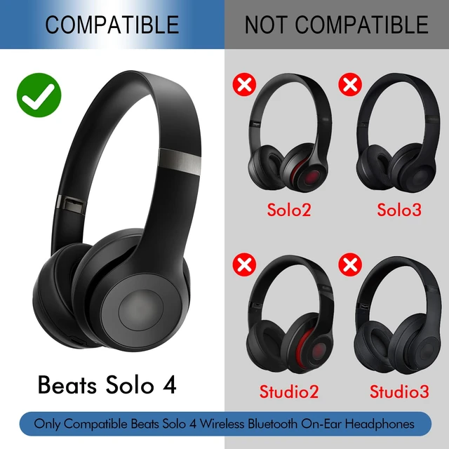 Alt view image 2 of 7 - Ear Pads Replacement for Beats Solo 4 Wireless On-Ear Headphones, Earpads Ear Cushions for Solo 4 with Soft Protein Leather, Stronger Adhesive Backing (Black)